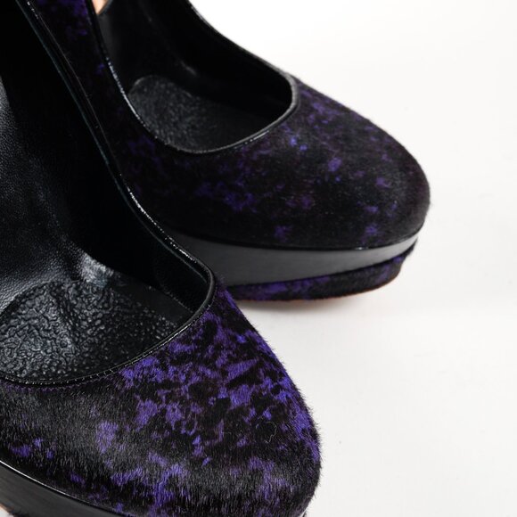 Rupert Sanderson Purple and Black Calf-Hair Platform Pumps - Picture 6 of 10